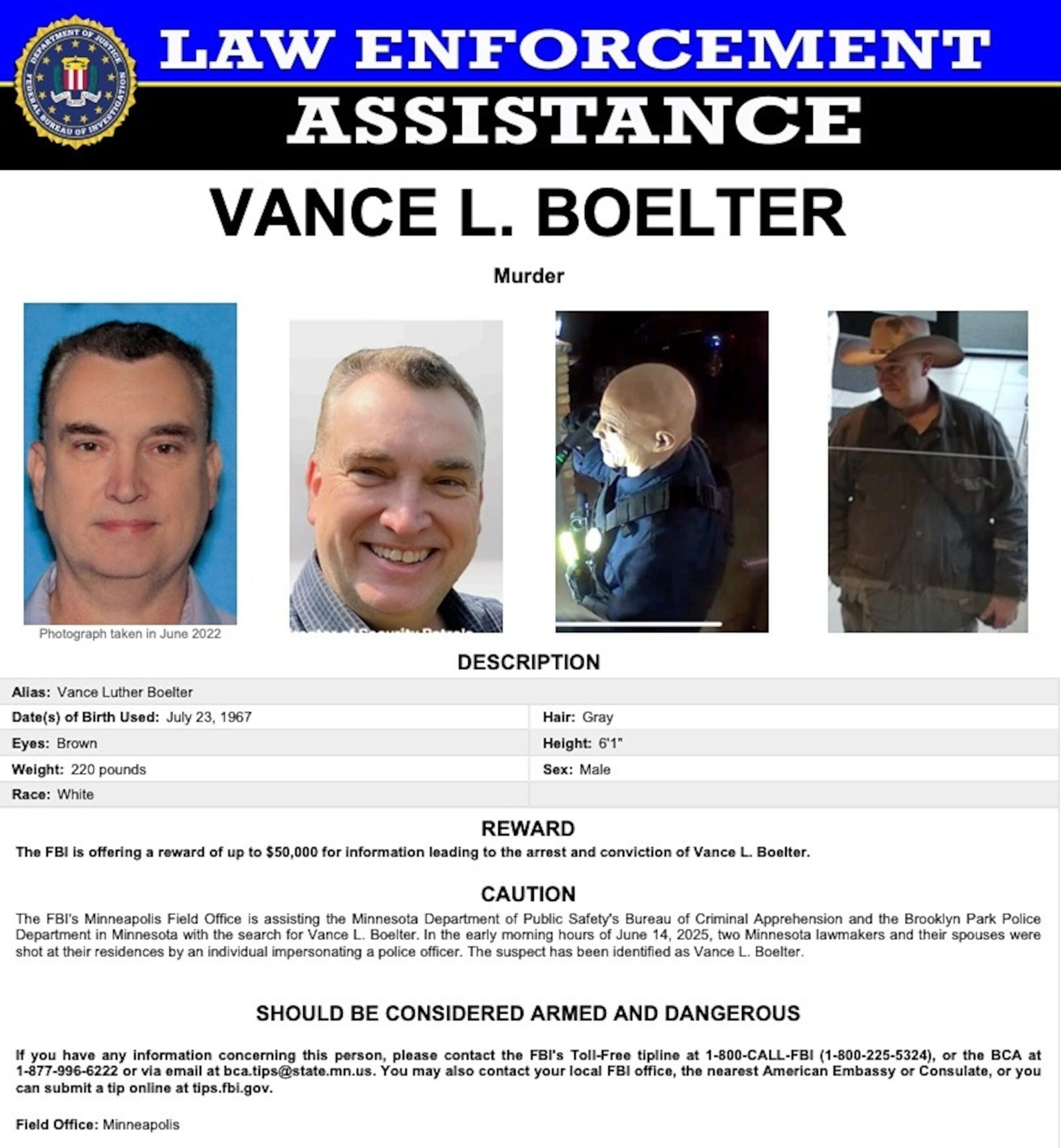 Police find a hat and vehicle linked to the suspect of murders of Minnesota, Vance Boelter